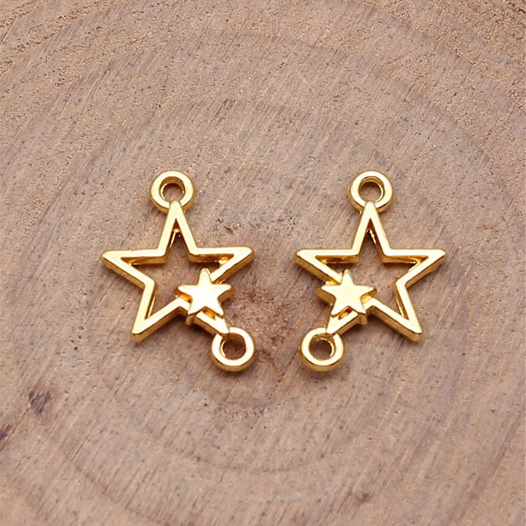 15x11mm 0.5g Multicolor Zinc Alloy Five Point Star Connector Charm for DIY Bracelet Earring Making