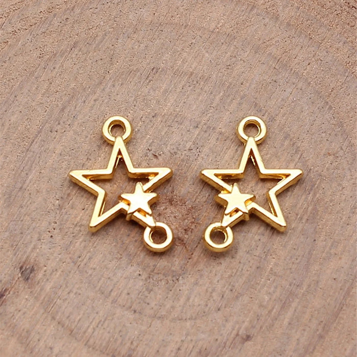 15x11mm 0.5g Multicolor Zinc Alloy Five Point Star Connector Charm for DIY Bracelet Earring Making