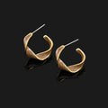 Vintage Brown Enamel Twisted Hoop Alloy Stud & Clip On No Piercing French Elegant Statement Earrings