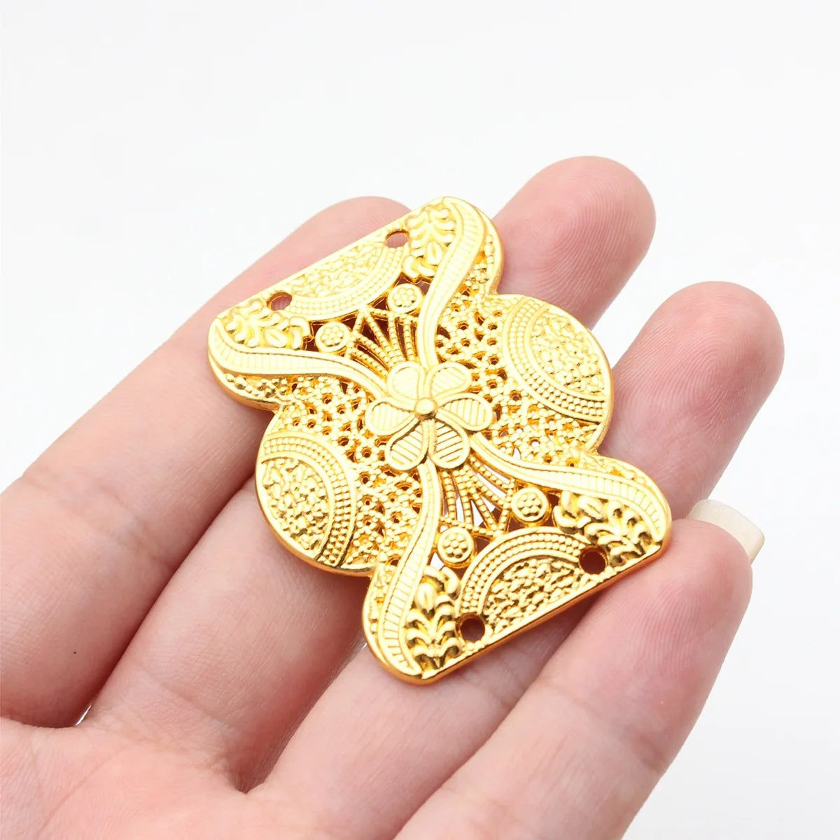 44x36mm 7.6g Bright Gold Zinc Alloy Four-Hole Connector Charm for Body Chain Waist Chain Jewelry