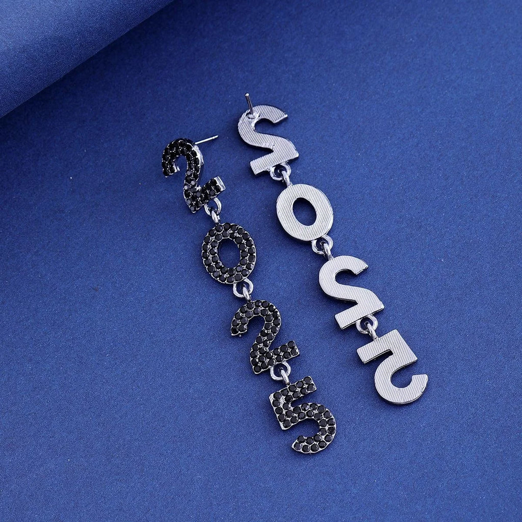 Luxury 2025 Number Drop Earrings With Multicolor Rhinestones Alloy Statement Jewelry For Party Gift