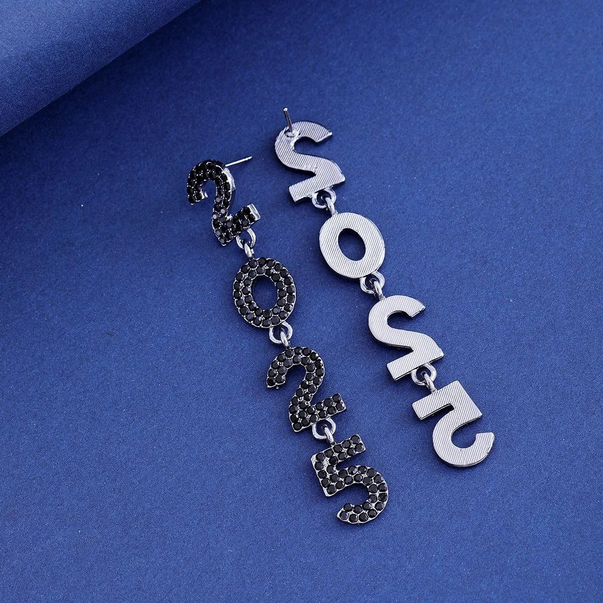 Luxury 2025 Number Drop Earrings With Multicolor Rhinestones Alloy Statement Jewelry For Party Gift