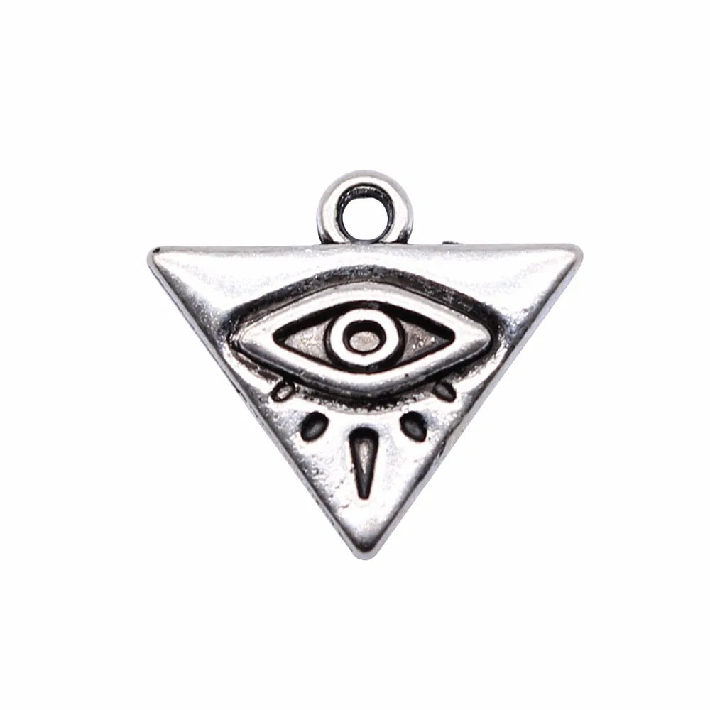 14x13mm 0.9g Multicolor Zinc Alloy Triangle Eye Charm Pendant for DIY Necklace Bracelet Making