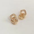 Premium 18K Gold Plated Copper Double Ring Geometric Hollow Round Stud Earrings