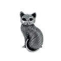 Vintage Gold Tone Alloy Cat Brooch With Green Enamel Eyes, Creative Animal Lapel Pin Suit Accessory Gift