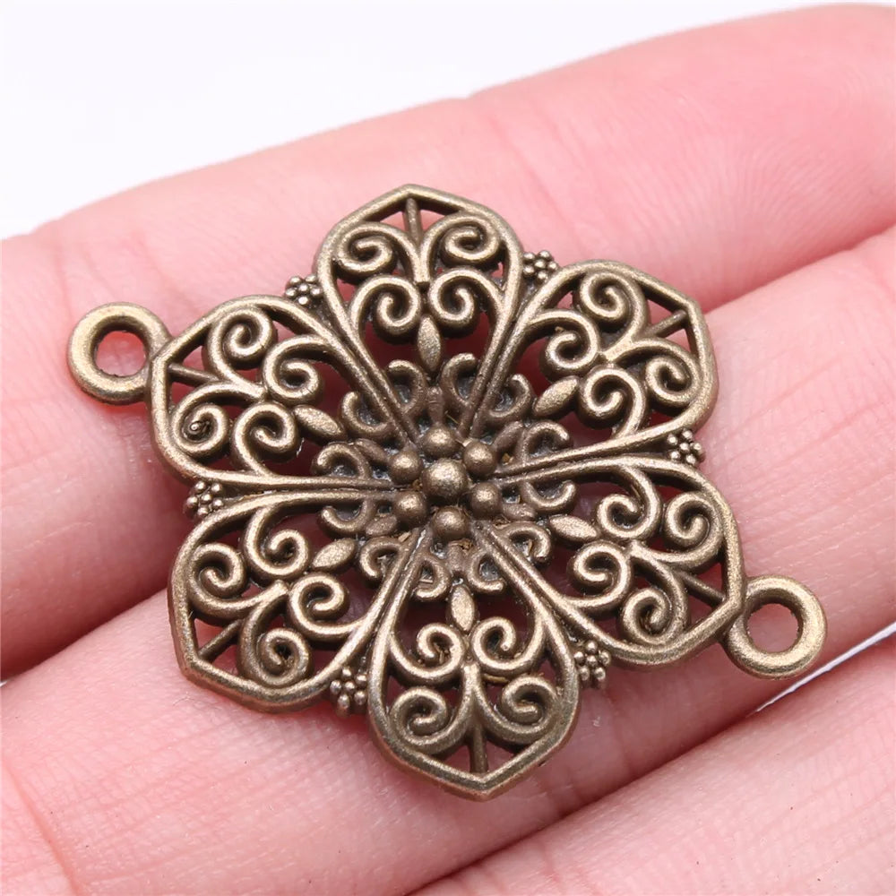 40x28mm 3.5g Multicolor Zinc Alloy Flower Connector Charm for DIY Earrings Bracelet Jewelry Making