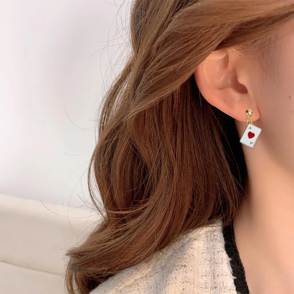 14K Plated Copper Poker Stud Earrings Sweet Cool Geometric Quadrilateral Jewelry