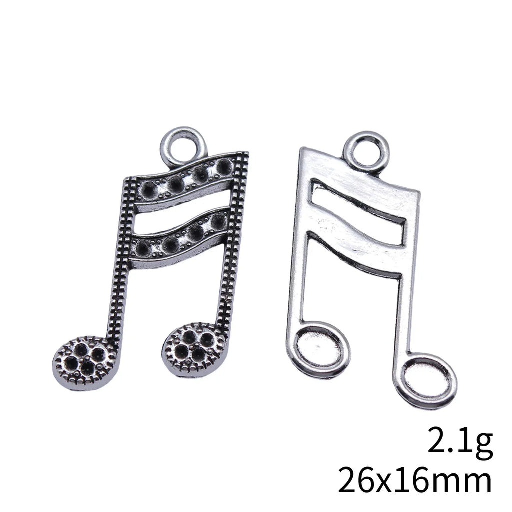 26x16mm 2.1g Antique Silver Zinc Alloy Music Note Charm Pendant for DIY Necklace Bracelet Making