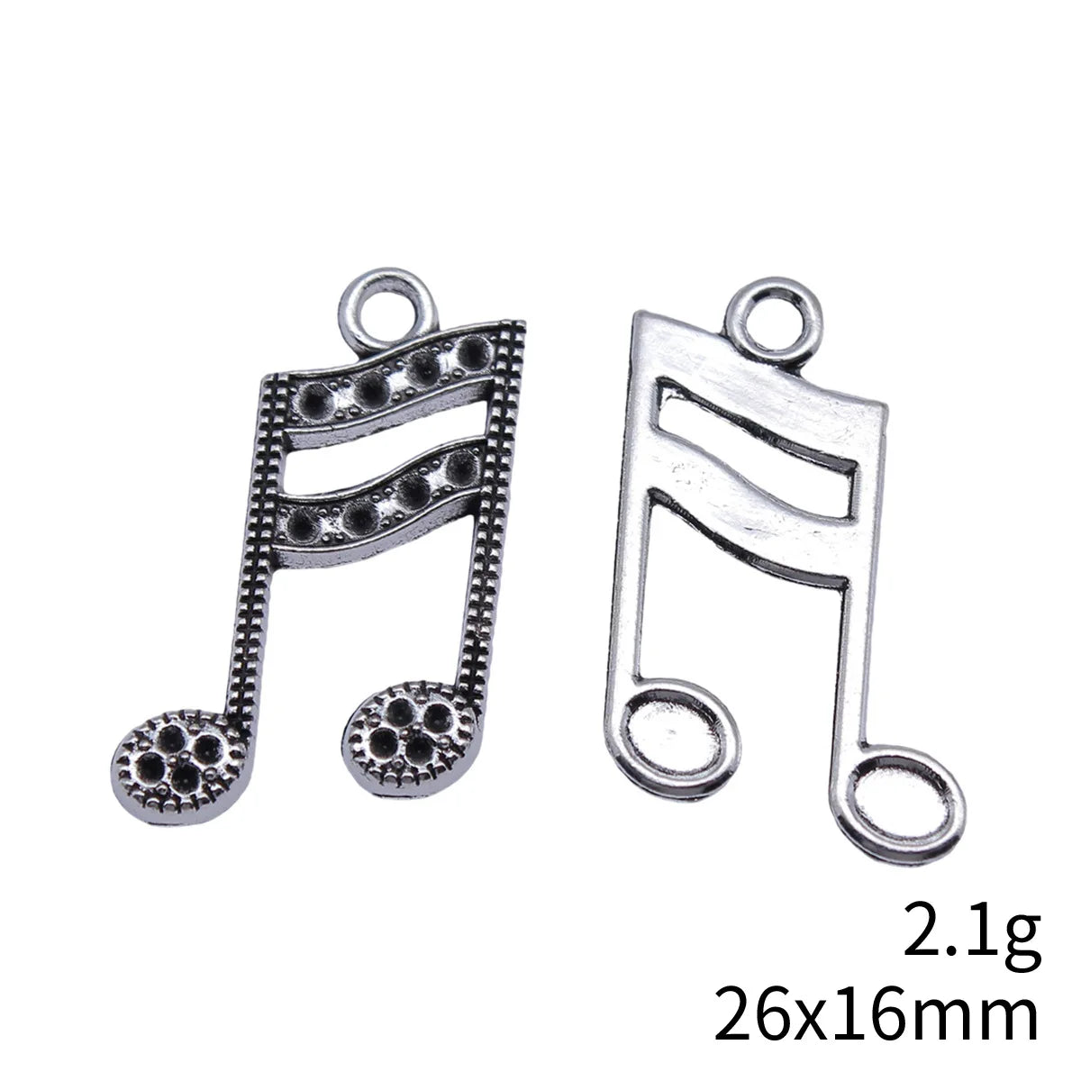 26x16mm 2.1g Antique Silver Zinc Alloy Music Note Charm Pendant for DIY Necklace Bracelet Making