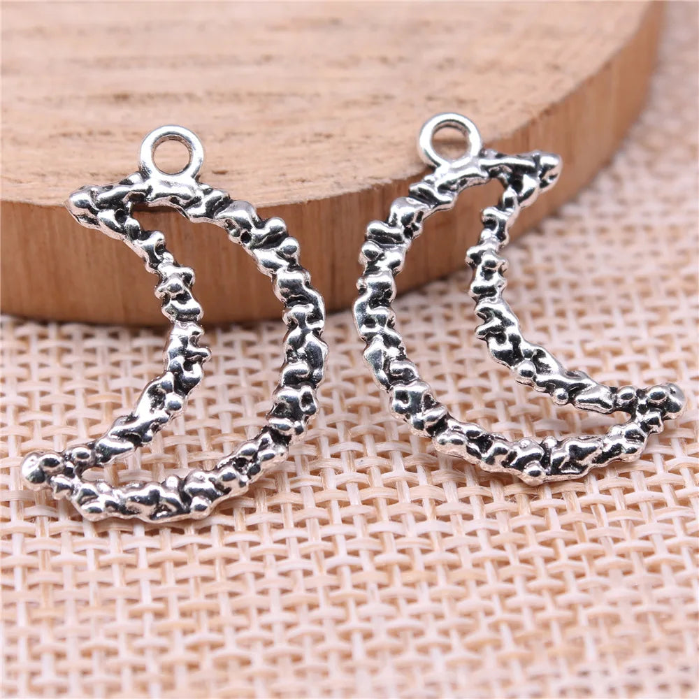 23x16mm 1.1g Antique Silver Zinc Alloy Moon Celestial Charm Pendant for DIY Necklace Bracelet Making