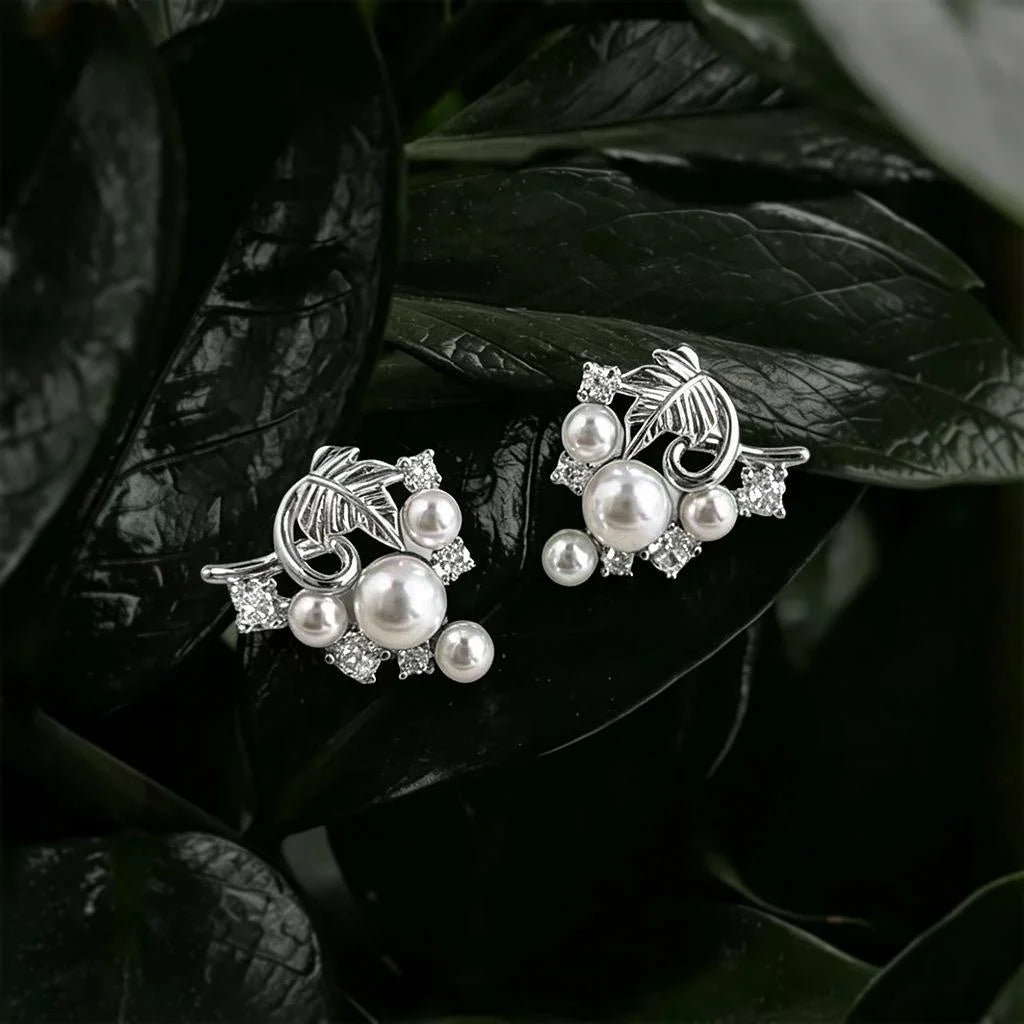 Silver Plated Eco Copper Grape Vine Zircon Drop Earrings For Women Luxury Designer Jewelry
