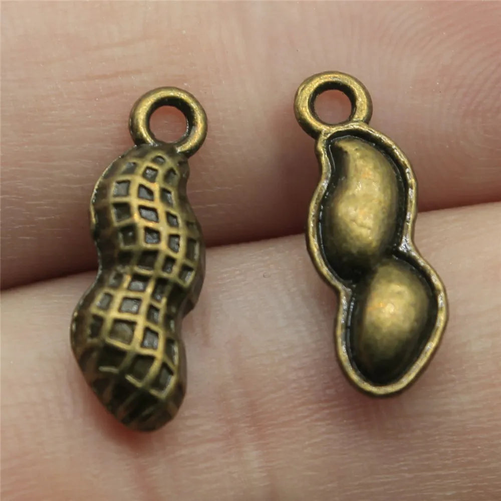 18x6mm 1.3g Multicolor Zinc Alloy Peanut Charm Pendant for DIY Food Theme Jewelry Making