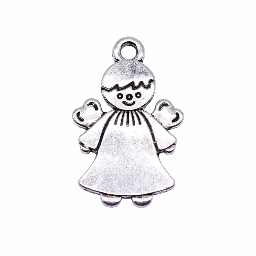 22x14mm 1.7g Antique Silver Zinc Alloy Angel Figure Charm Pendant for DIY Necklace Bracelet Making