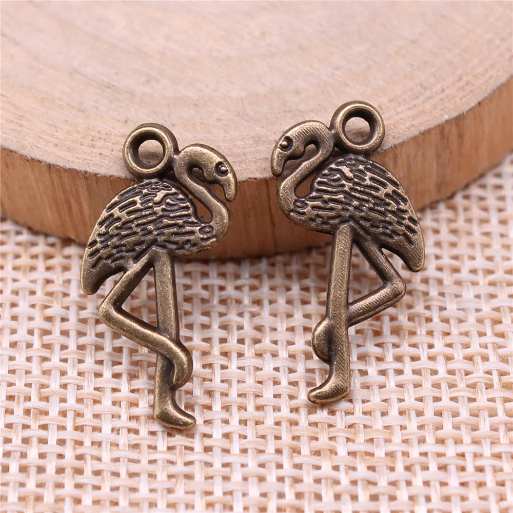 23x12mm 1g Zinc Alloy Flamingo Bird Charm Pendant for DIY Necklace Bracelet Earring Jewelry Making