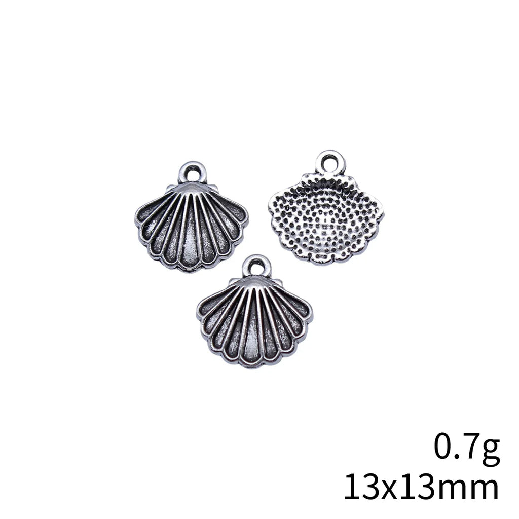 13x13mm 0.7g Antique Silver Zinc Alloy Shell Charm Pendant for DIY Beach Bracelet Necklace Jewelry