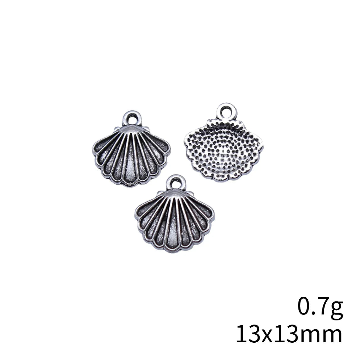 13x13mm 0.7g Antique Silver Zinc Alloy Shell Charm Pendant for DIY Beach Bracelet Necklace Jewelry