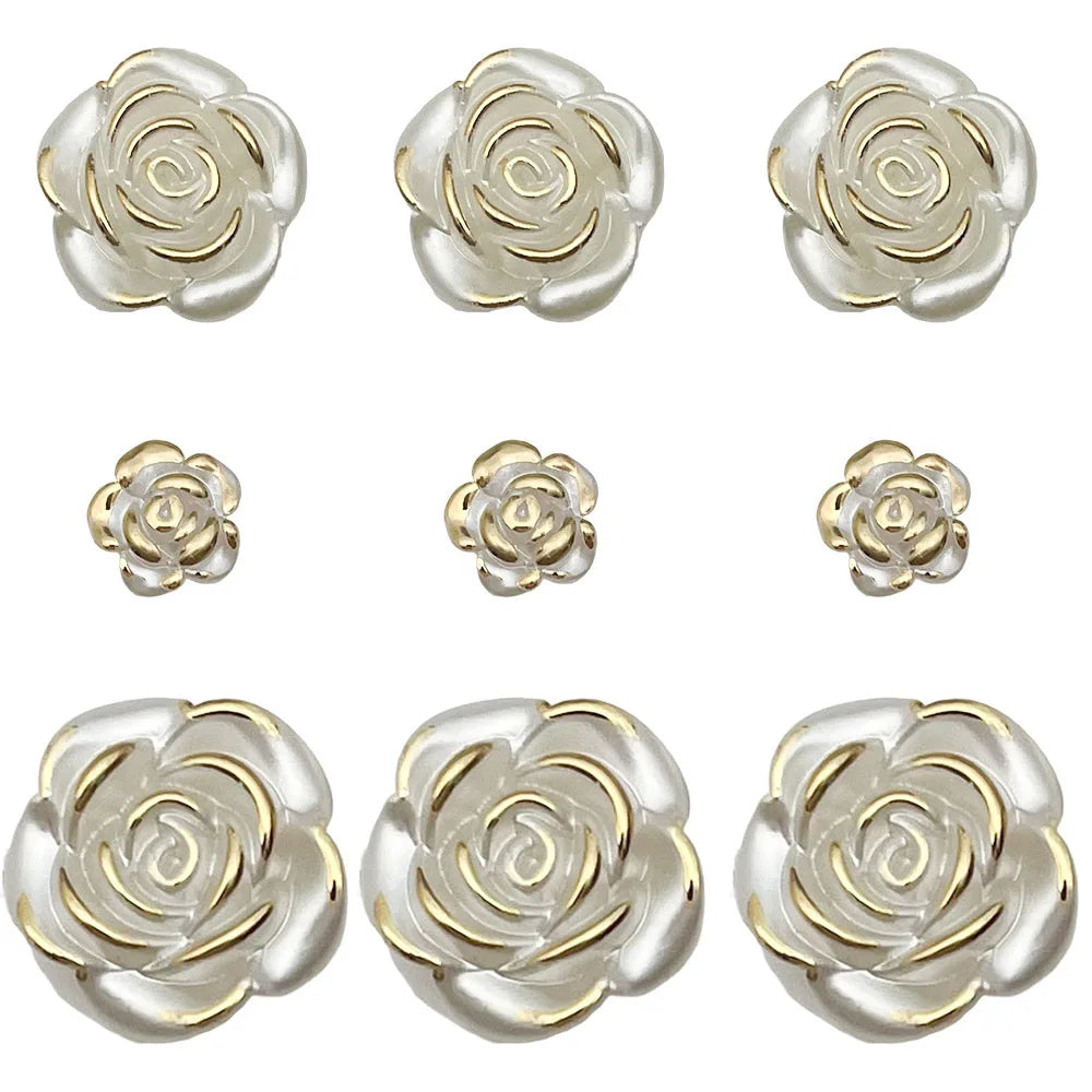 Acrylic Pearl Camellia Rose Flower Loose Beads for DIY Earrings Jewelry Accessories