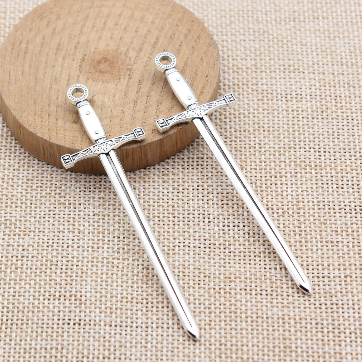 85x24mm 4.7g Multicolor Zinc Alloy Long Sword Charm Pendant for DIY Necklace Keychain Jewelry Making