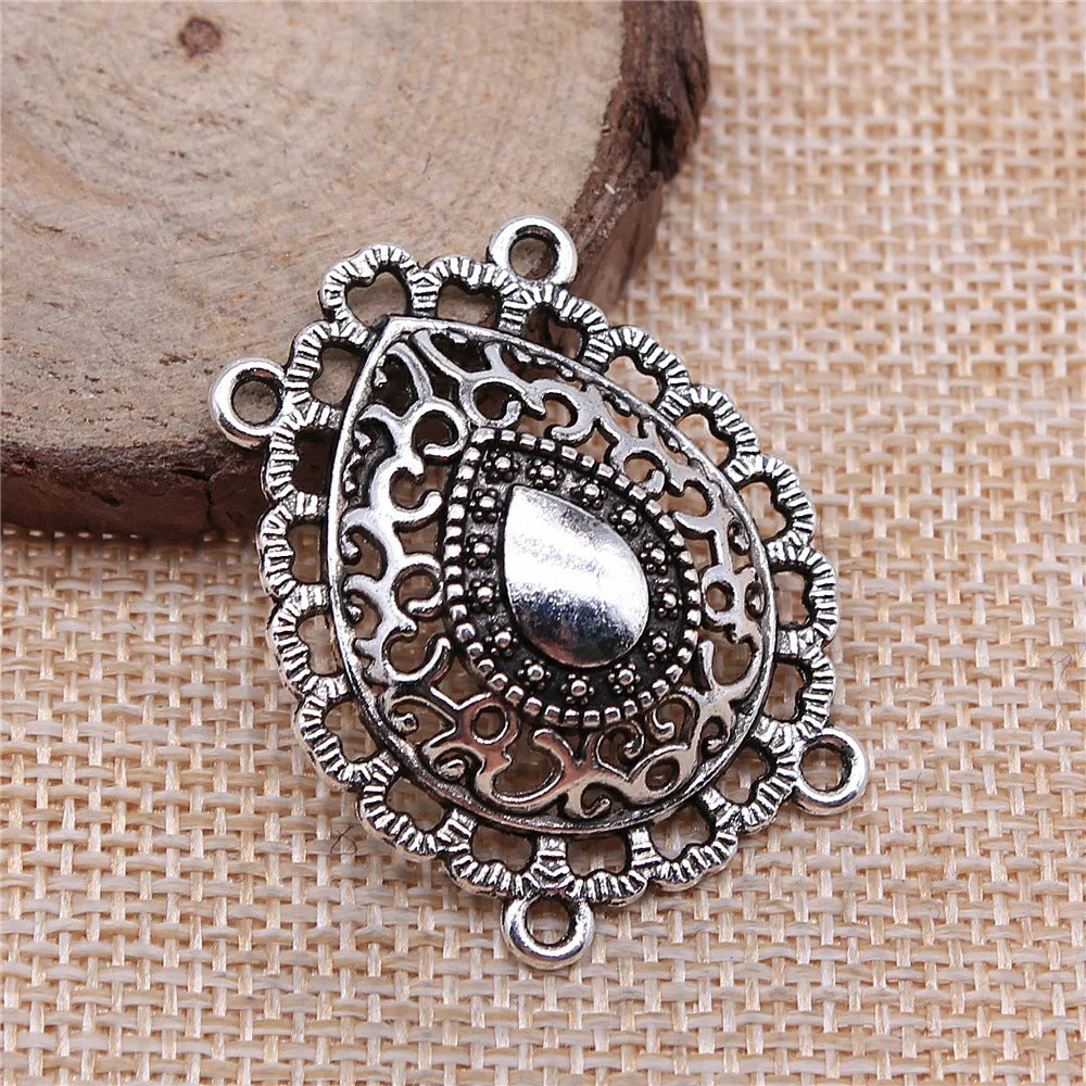 31x39mm 4.3g Antique Silver Zinc Alloy Four Hole Body Chain Connector Charm for DIY Body Jewelry Making