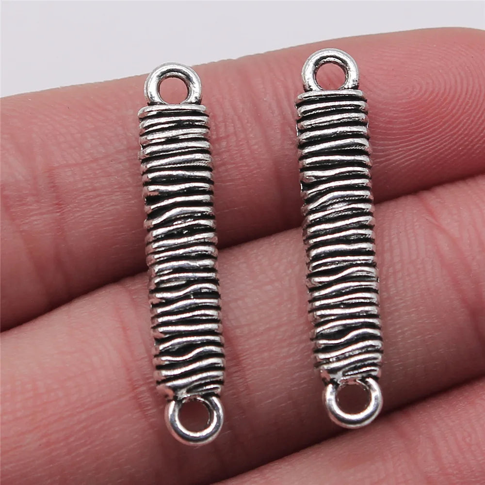 6x32mm 2.6g Antique Silver Zinc Alloy Faux Rope Long Bar Connector Charm for Bracelet Necklace Making