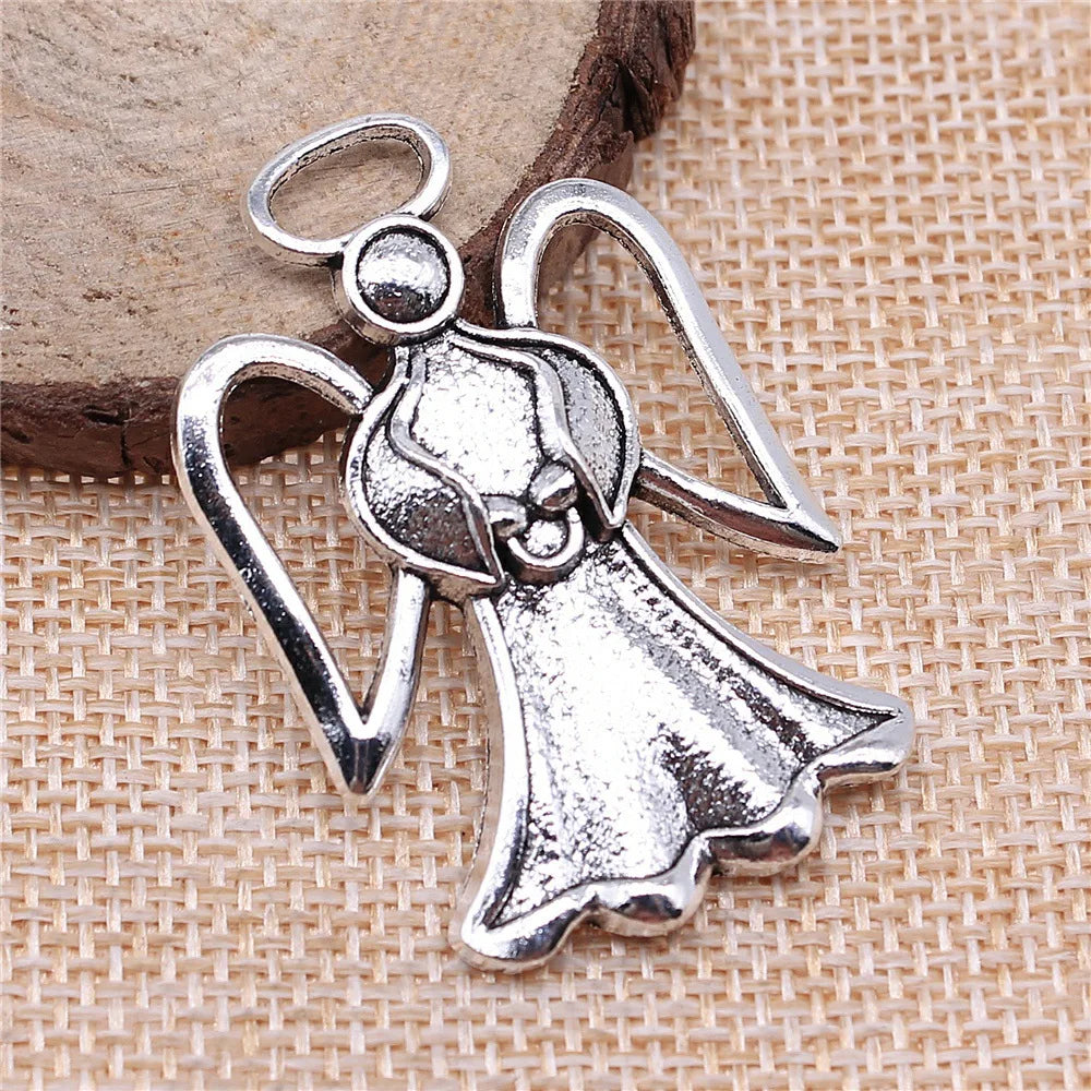 45x29mm 6.9g Multi Color Zinc Alloy Angel Figure Charm Pendant for DIY Jewelry and Craft Making
