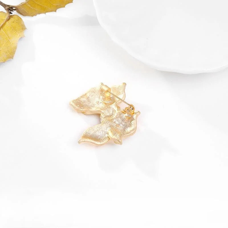 Elegant Gold Alloy Bow Brooch With Faux Pearl Center, Women's Lapel Pin Corsage Suit Accessory Gift