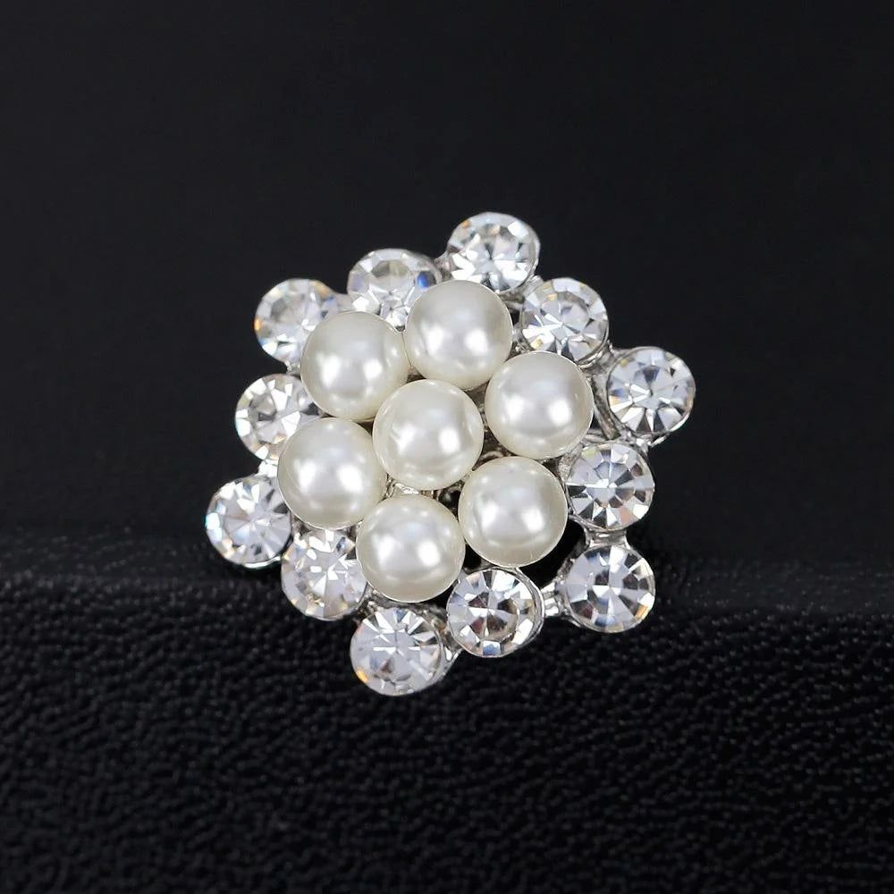 Elegant Pearl Rhinestone Flower Brooch For Women, Korean Style Alloy Lapel Pin Corsage Suit Accessory Gift