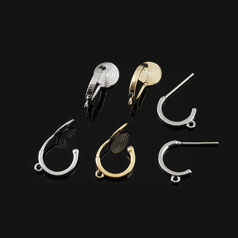 Elegant Gold Alloy Spiral Coil Hoop Stud & Clip On No Piercing Women's DIY Handmade Ear Cuff Earrings