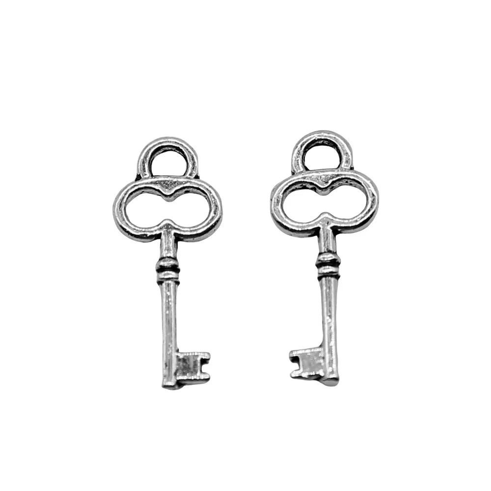7x17mm 0.2g Antique Silver Zinc Alloy Key Charm Pendant for DIY Bracelet Necklace Jewelry Making