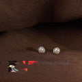 Silver Plated Copper Freshwater Pearl Stud Earrings Minimalist Round Daily Jewelry
