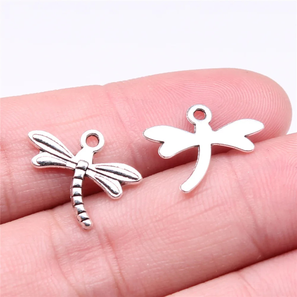 15x18mm 0.6g Antique Silver Zinc Alloy Dragonfly Charm Pendant for Earring Bracelet Jewelry Making