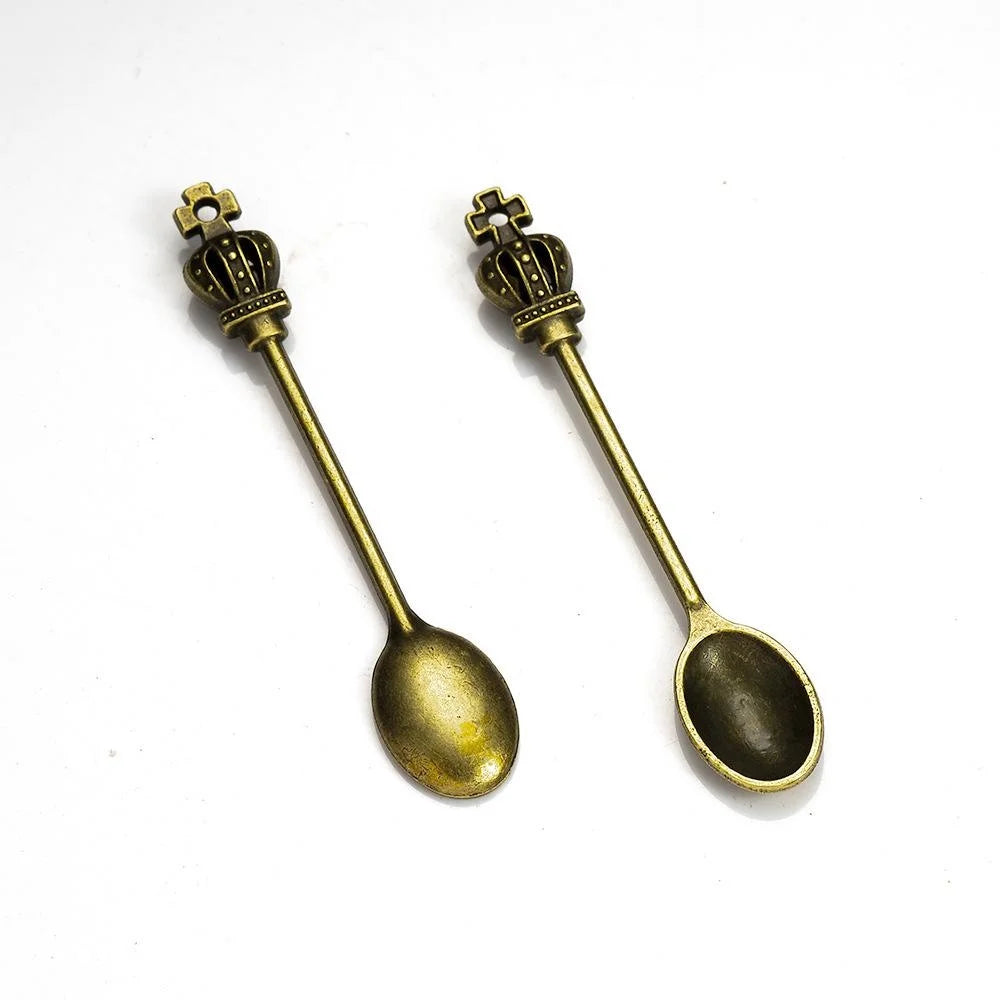 56x10MM Zinc Alloy Crown Spoon Charm Pendant for DIY Necklace Bracelet Jewelry Making