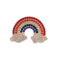Cute Japanese Style Rainbow Cloud Rhinestone Alloy Brooch, Elegant Lapel Pin Corsage For Suit Coat Gift