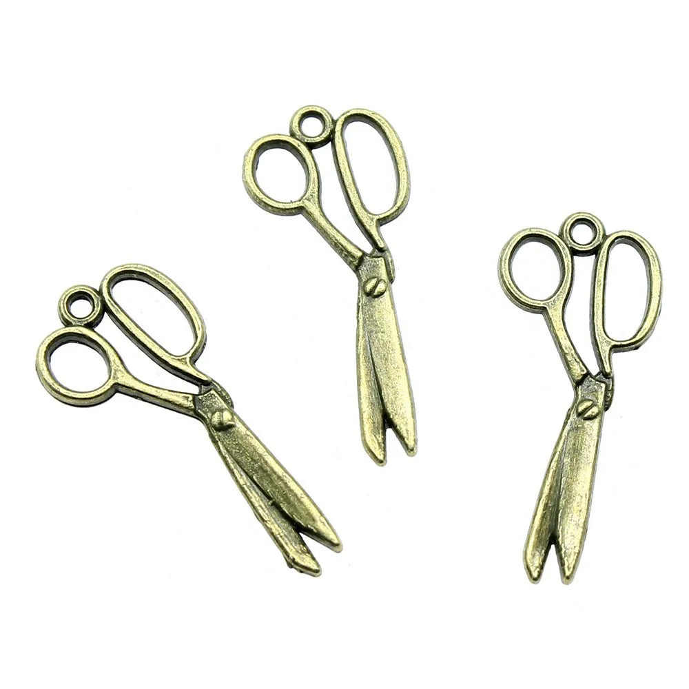 30mm 1.1g Multicolor Zinc Alloy Scissors Charm Pendant for Sewing Theme DIY Jewelry Making