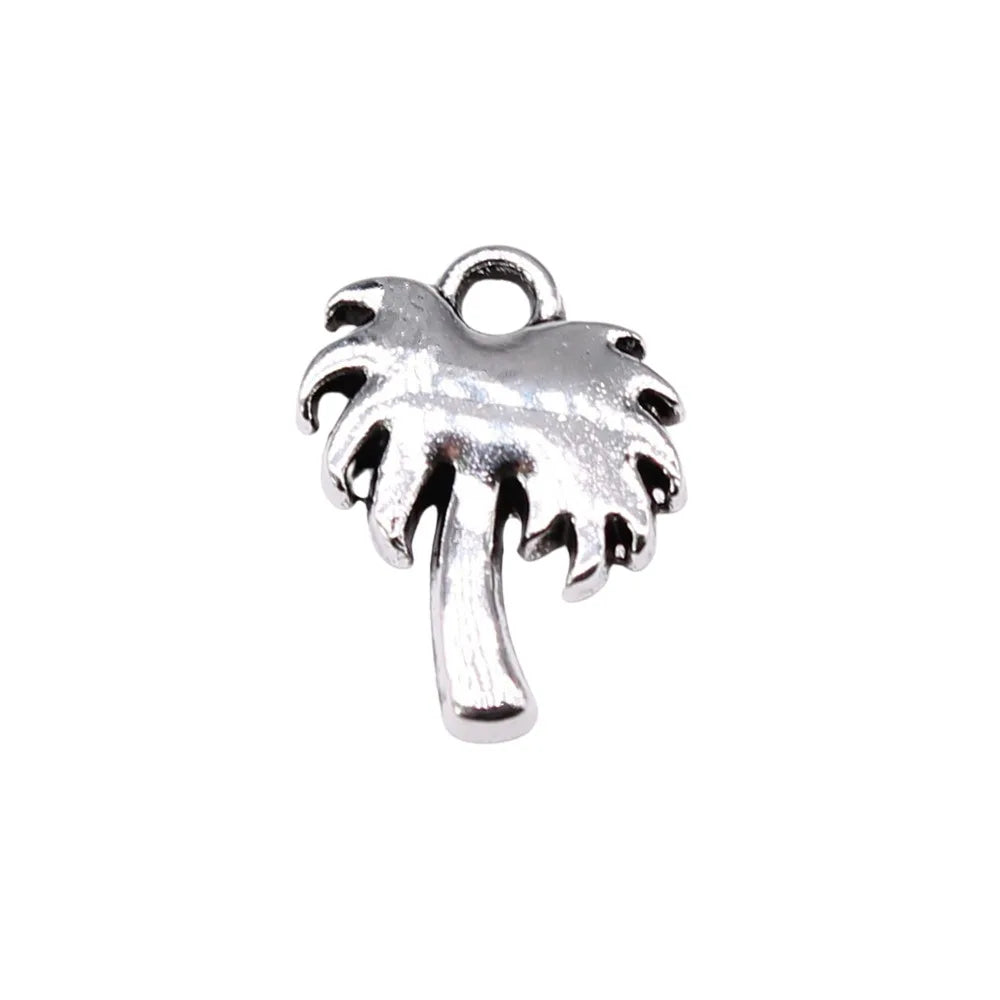 14x11mm 0.57g Antique Silver Zinc Alloy Coconut Tree Charm Pendant for Bracelet Jewelry Making