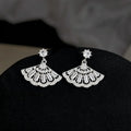 Light Luxury Eco-Friendly Copper Zircon Fan Geometric New Chinese Style Drop Earrings
