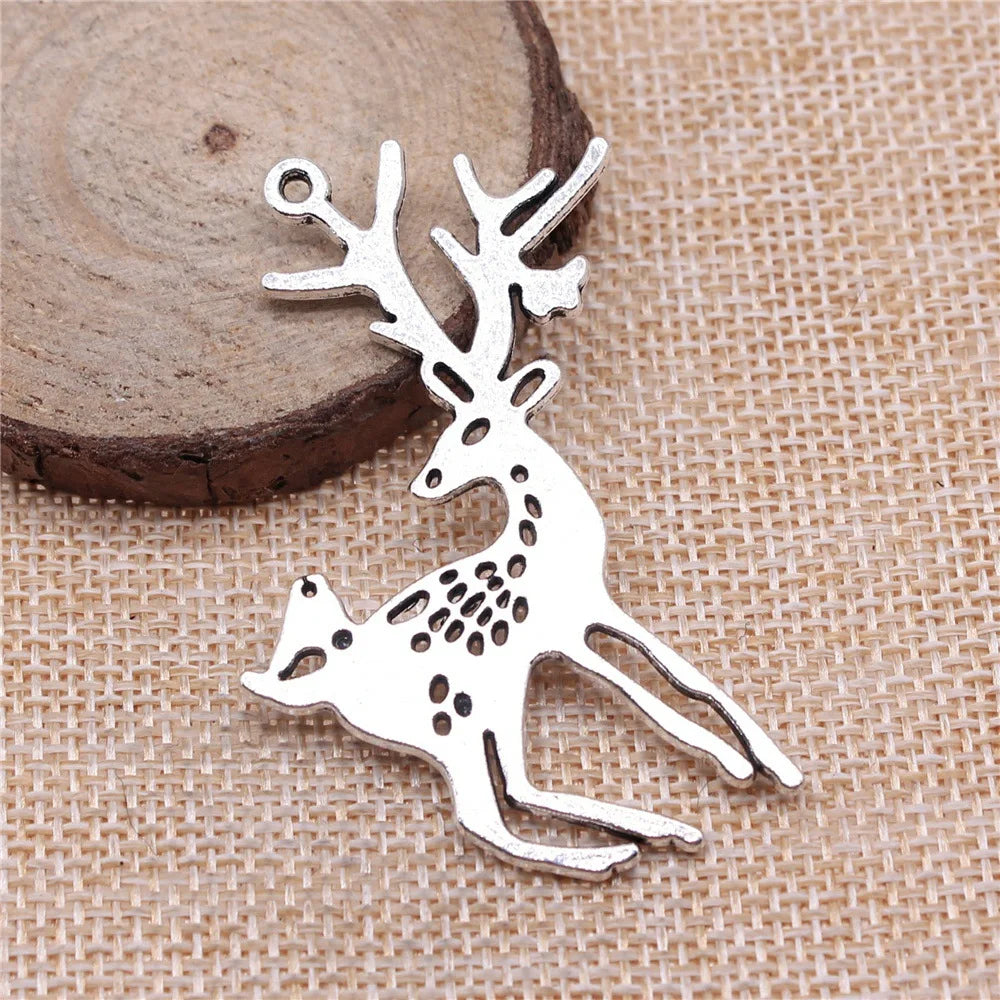 60x47mm 8.2g Multicolor Zinc Alloy Deer Charm Pendant for Animal Theme DIY Necklace Jewelry Making