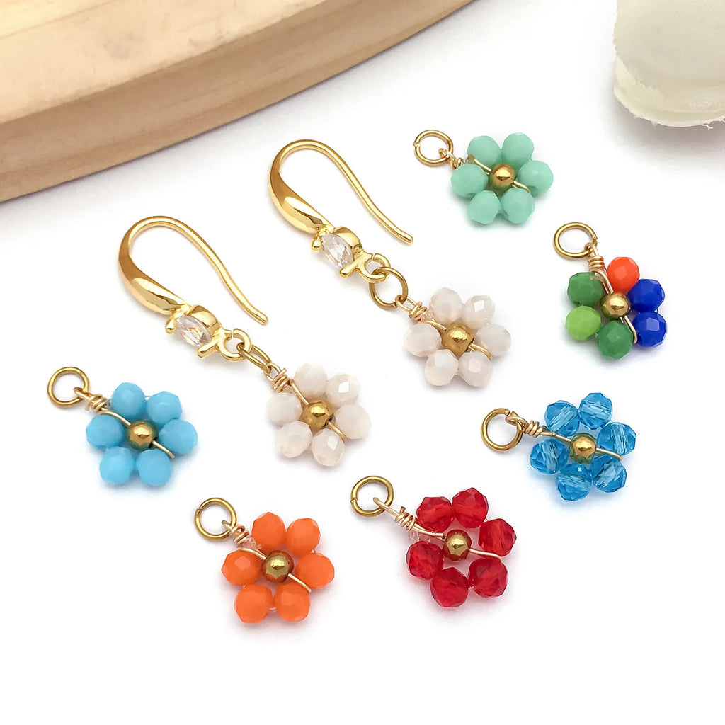 Acrylic Daisy Flower Loose Beads for DIY Woven Earrings Bracelet Jewelry Making