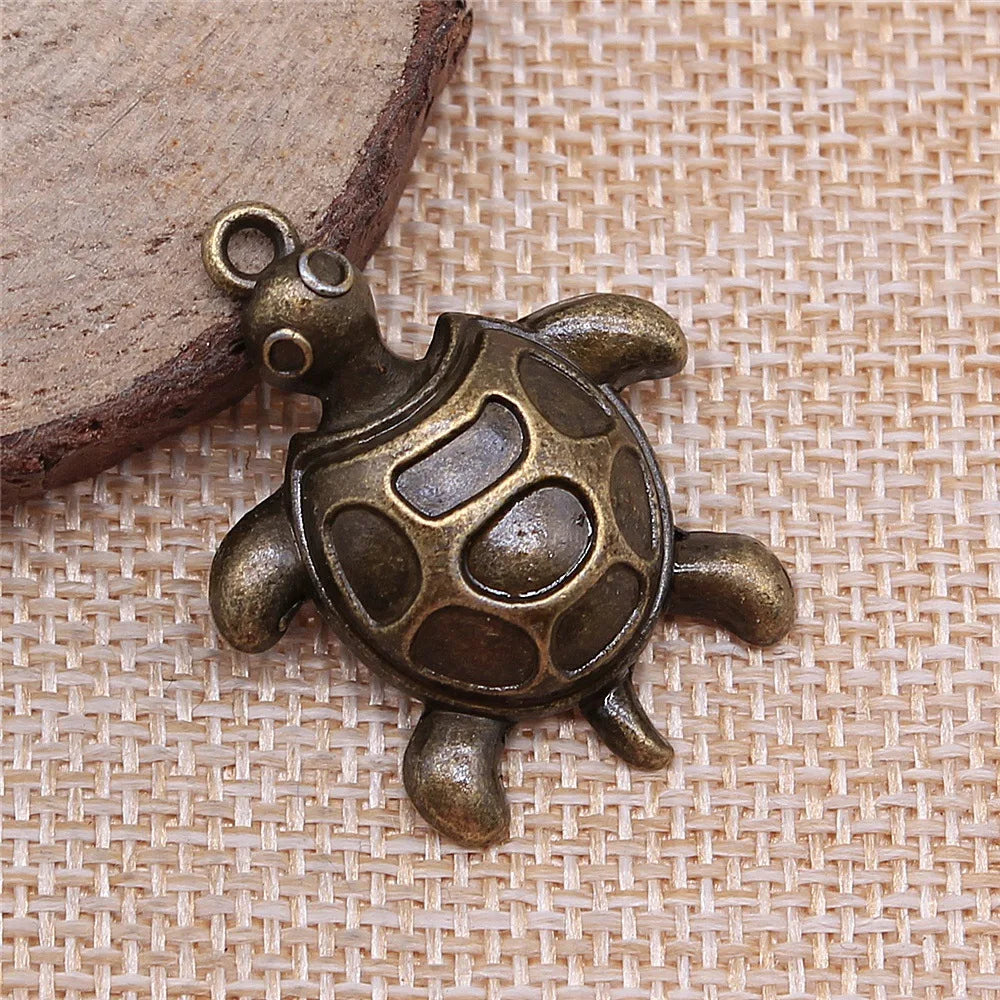 35x27mm 5.3g Multicolor Zinc Alloy Turtle Charm Pendant for DIY Ocean Theme Jewelry Making