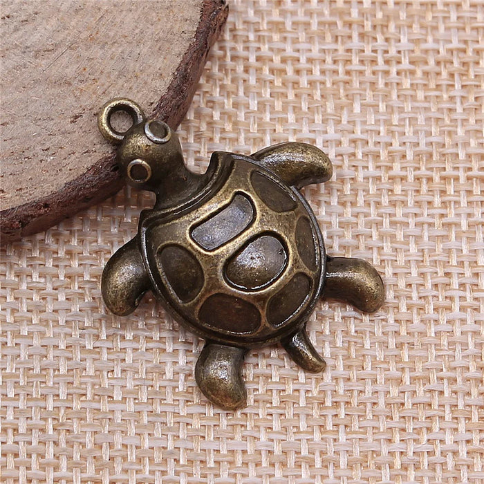 35x27mm 5.3g Multicolor Zinc Alloy Turtle Charm Pendant for DIY Ocean Theme Jewelry Making