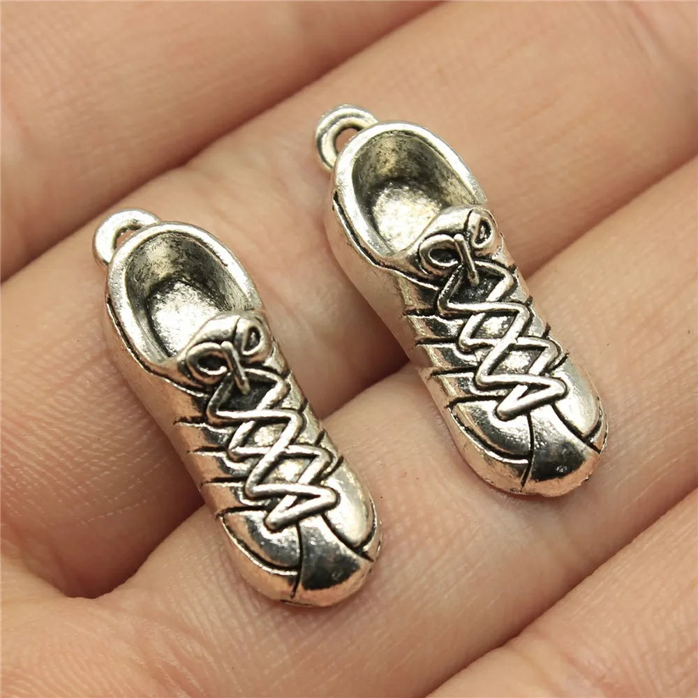 27x9mm 3.3g Antique Silver Zinc Alloy 3D Shoe Charm Pendant for DIY Necklace Bracelet Jewelry