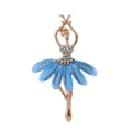Elegant Ballet Dancer Girl Brooch With Rhinestone Bodice And Pink Enamel Skirt, Alloy Lapel Pin Gift