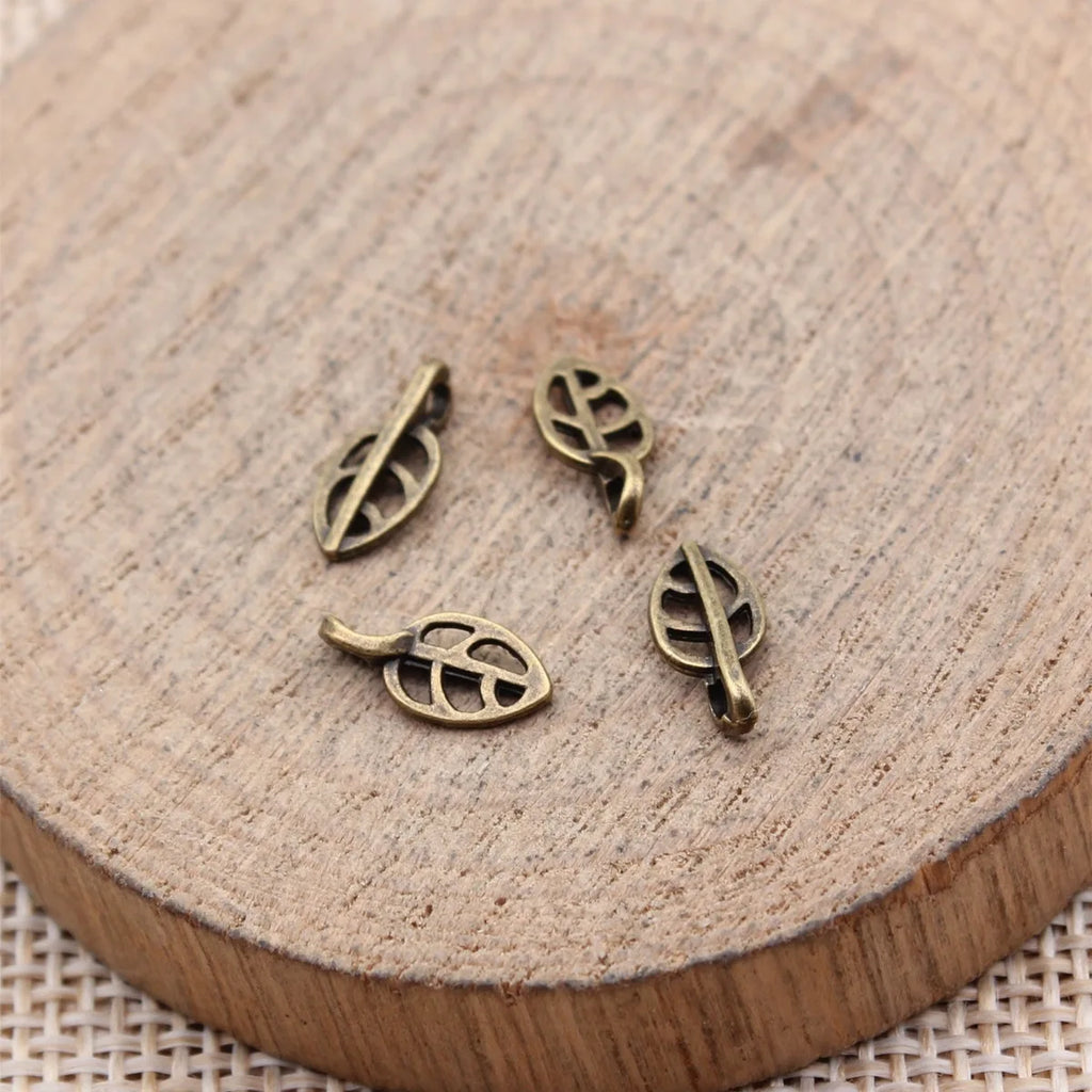 10x5mm 0.17g Multicolor Zinc Alloy Hollow Small Leaf Charm Pendant for Necklace Bracelet DIY Jewelry