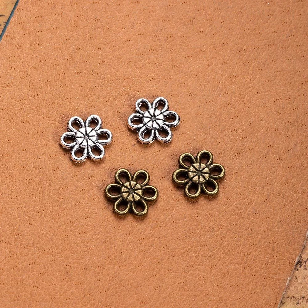 11MM Antique Silver Zinc Alloy Flower Hollow Double Sided Charm Pendant for DIY Necklace Bracelet Jewelry Making