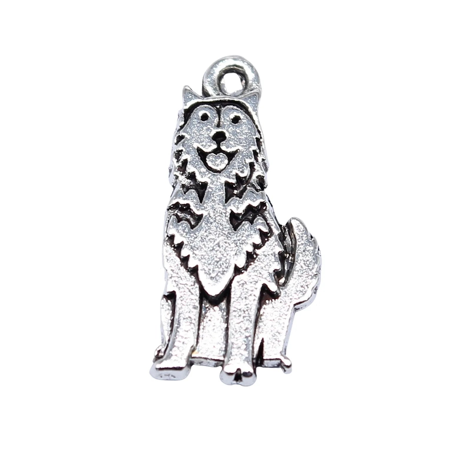 17x8mm 0.84g Antique Silver Tone Zinc Alloy Husky Dog Charm Pendant for DIY Pet Jewelry Making