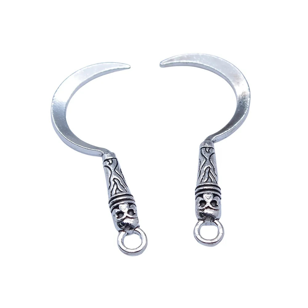 11x30mm 1g Antique Silver Zinc Alloy Skull Sickle Charm Pendant for DIY Bracelet Necklace Jewelry Making