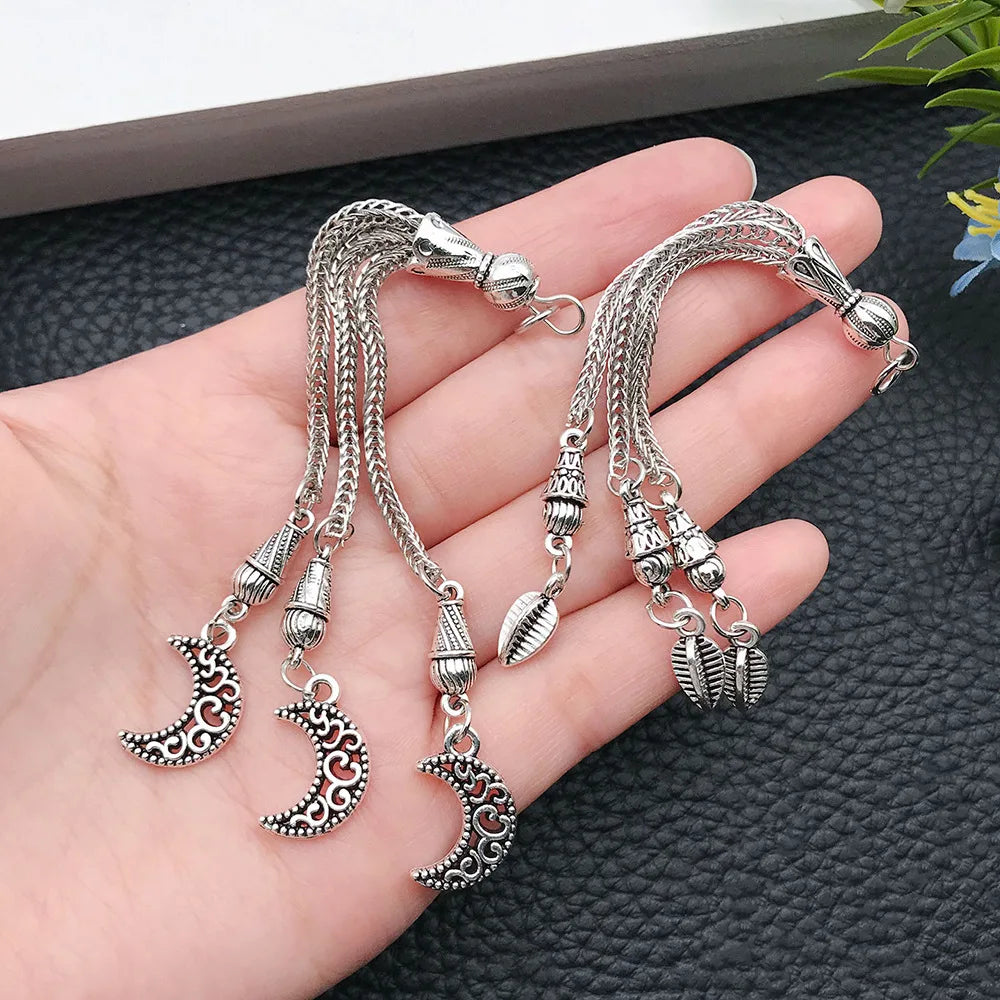 Antique Silver Zinc Alloy Tassel Connector Charm for DIY Beaded Bracelet Necklace