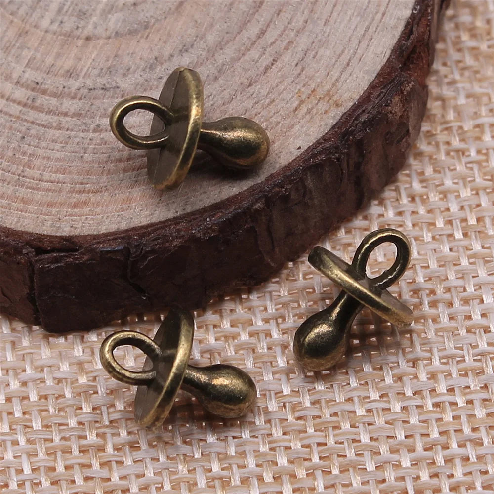 14x10mm 1.2g Multicolor Zinc Alloy Pacifier Charm Pendant for DIY Baby Shower Jewelry Making