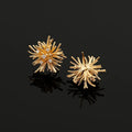 Elegant Gold Alloy Firework Starburst Rhinestone Stud & Clip On No Piercing Statement Earrings