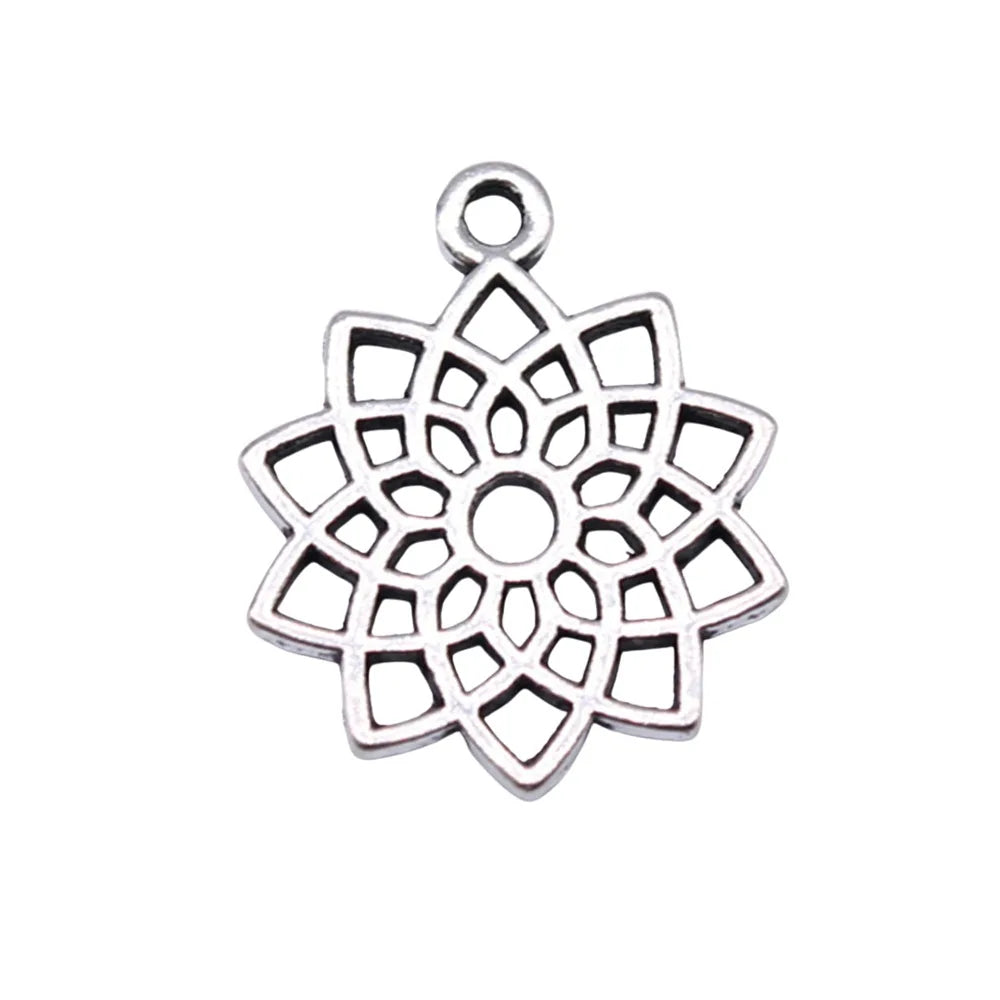 17x15mm 0.8g Antique Silver Zinc Alloy Chakra Geometric Charm Pendant for DIY Bracelet Making